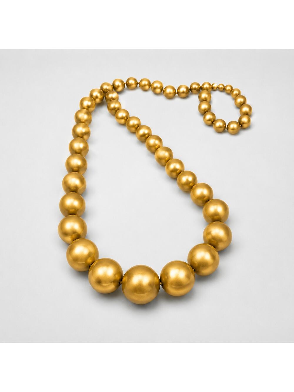 Vintage 28" Long Gold Lucite Beaded Necklace- Retro Graduated Beads gn01-42